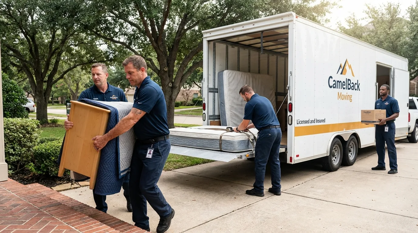 Crew loading residential truck for cross-state move from Snow Hill, NC